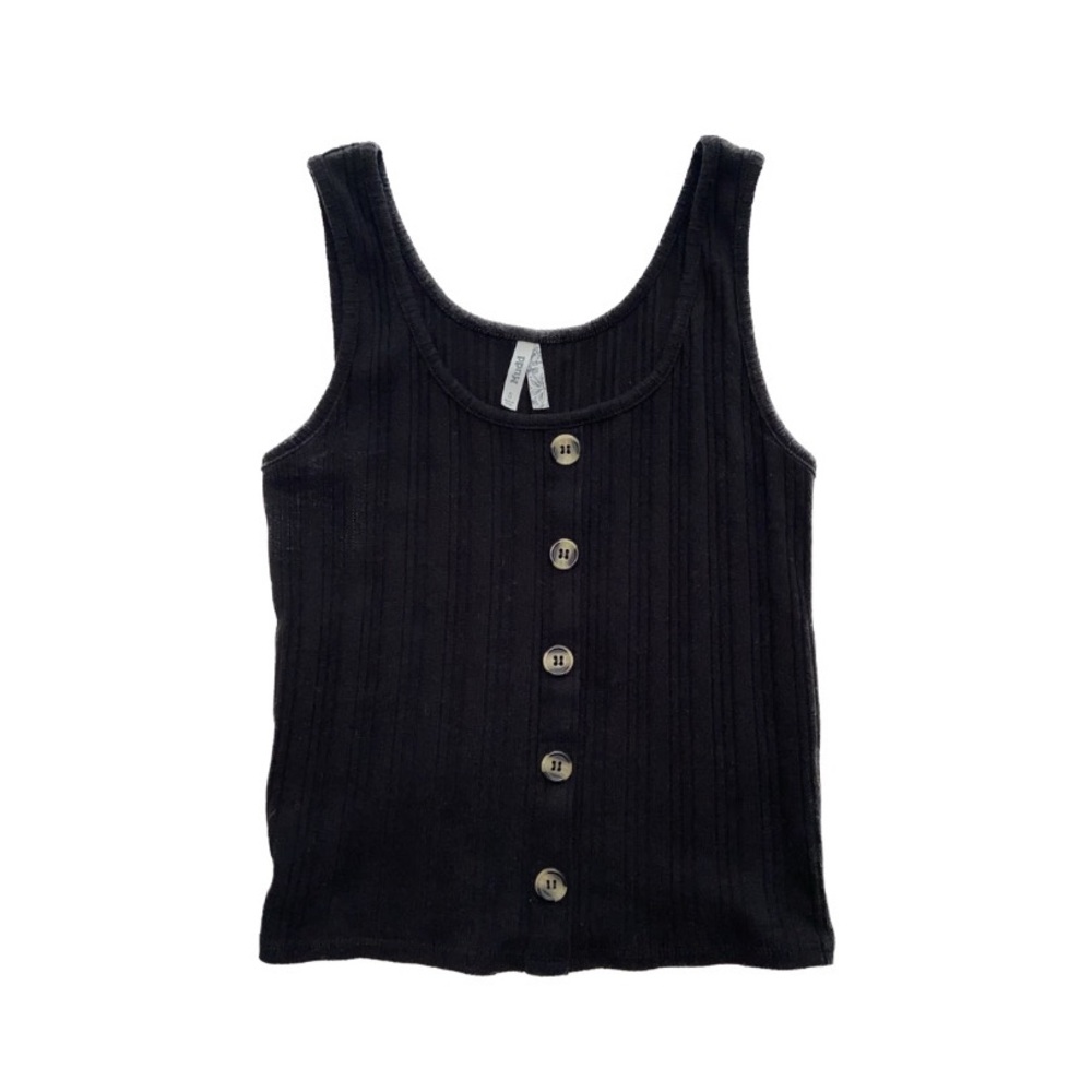 Mudd Black Textured Button Up Tank- S